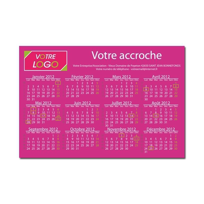 Calendrier Magnétique Aimanté Personnalisé Avec Vos Photos Et Textes