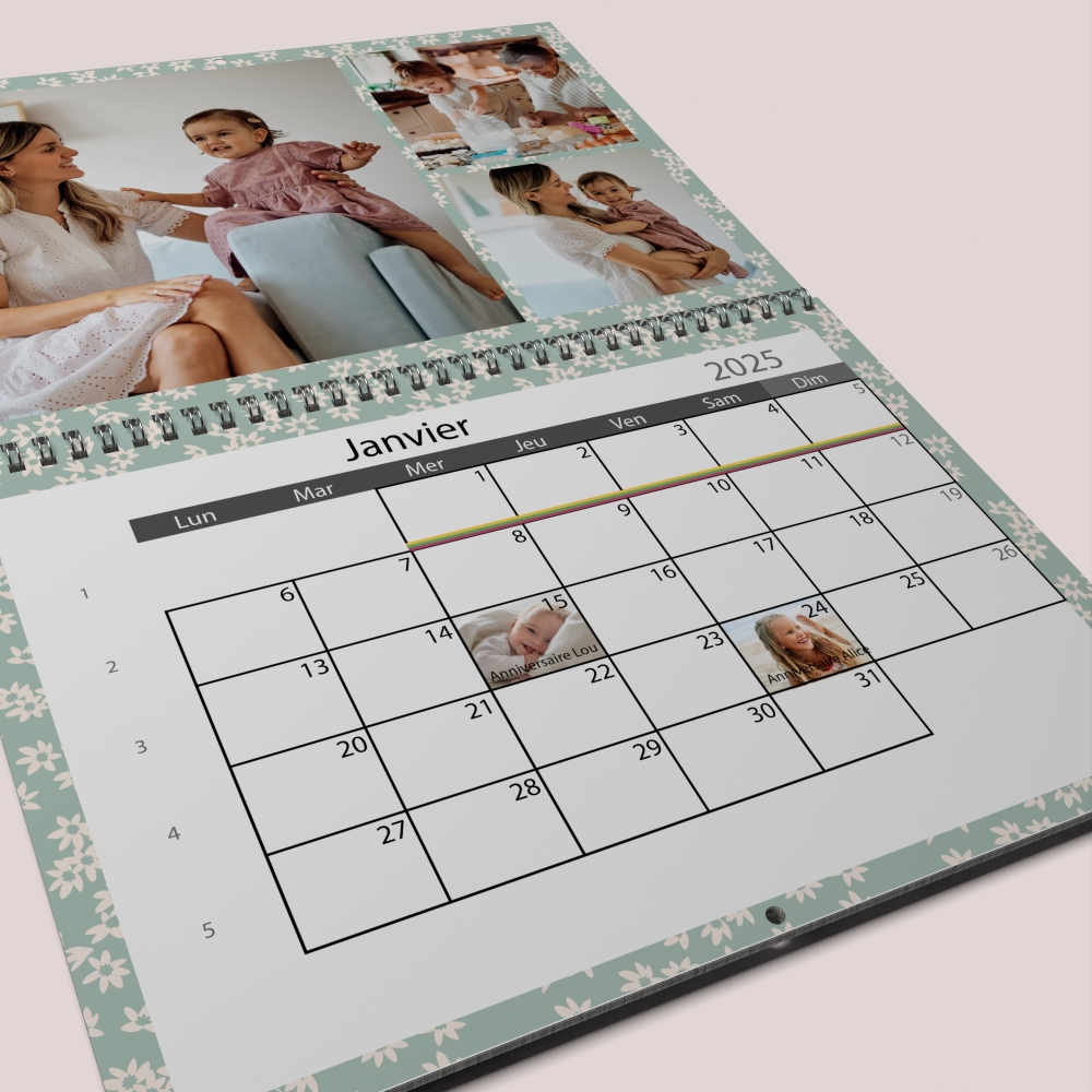 Calendrier photo mural double