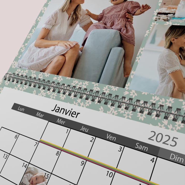 Calendrier photo mural double