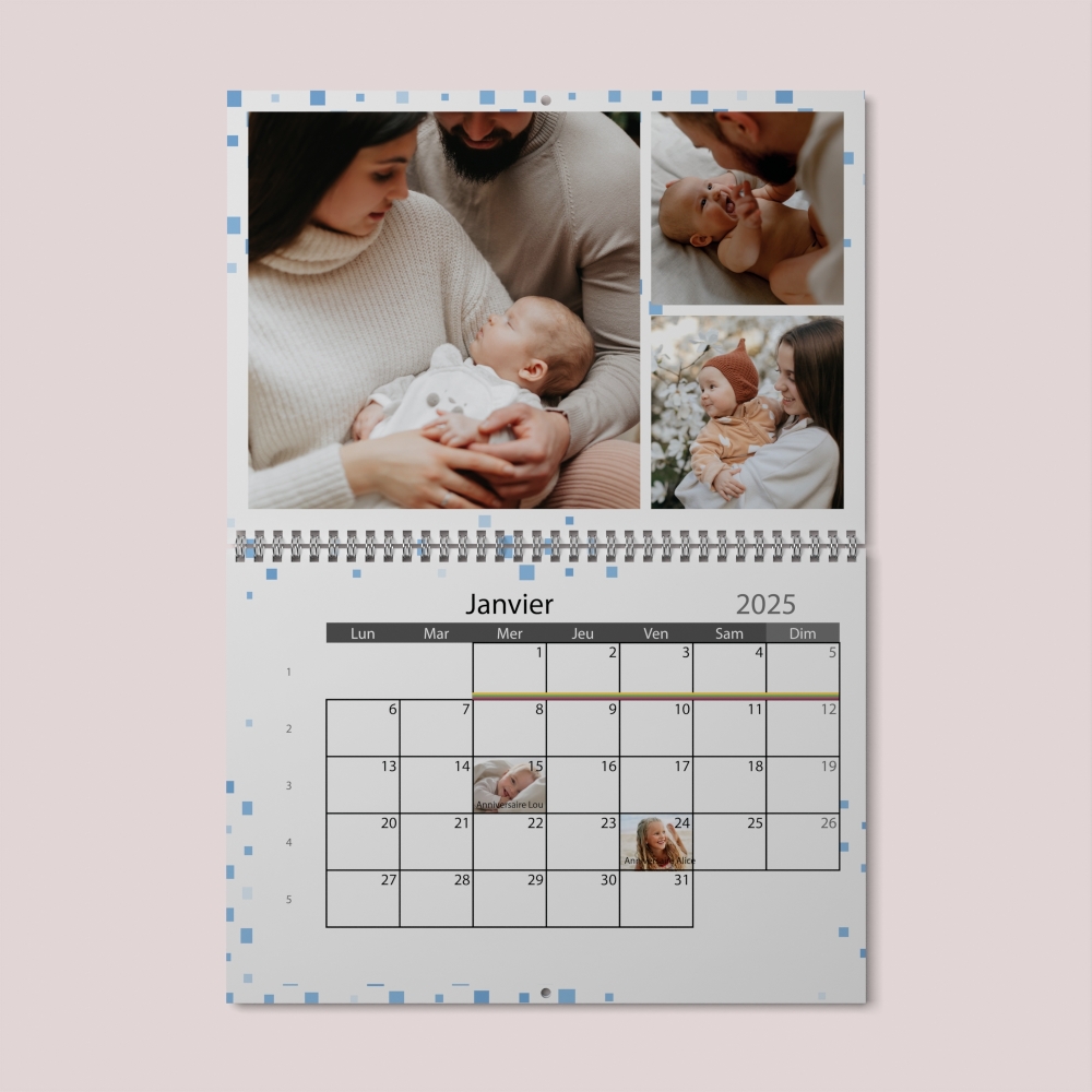 Calendrier photo mural double