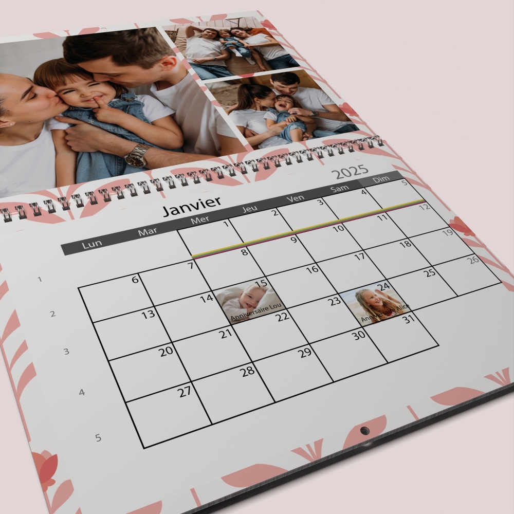 Calendrier photo mural double