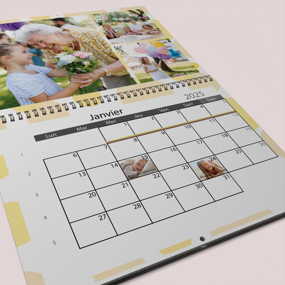 Calendrier photo mural double