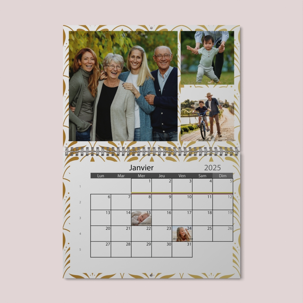 Calendrier photo mural double