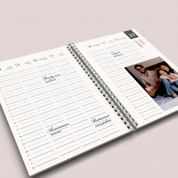 Agenda photo personnalisé - Notez vos rendez-vous et anniversaires