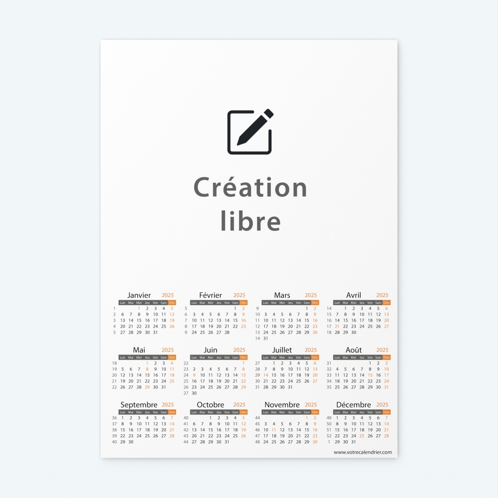 Calendrier photo une page XL