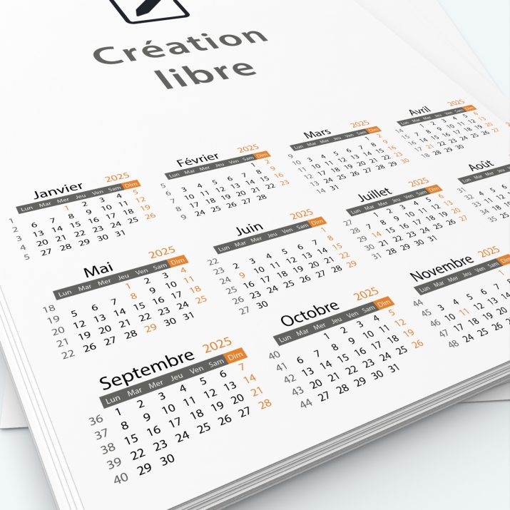 Calendrier photo une page XL - Grille calendaire personnalisable