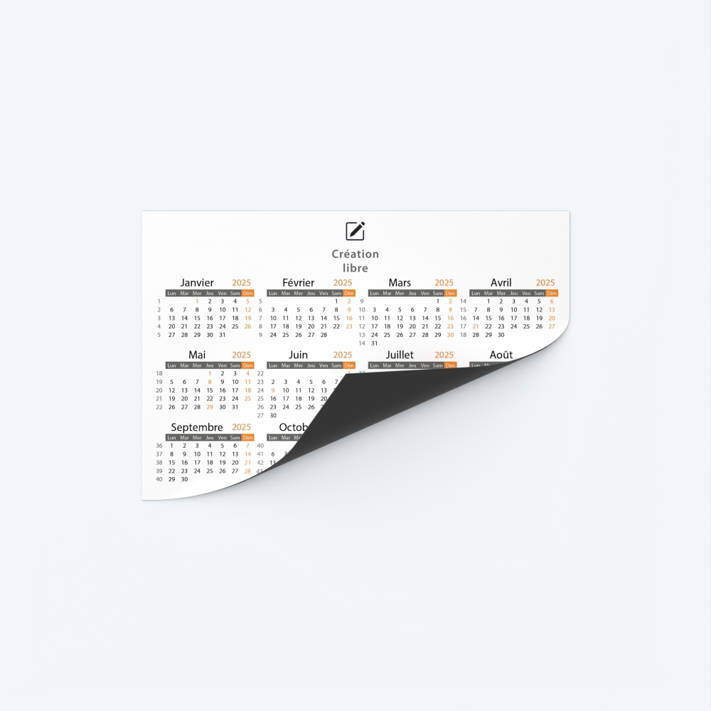 Calendrier Magnet mini (aimanté) - Papier magnétique