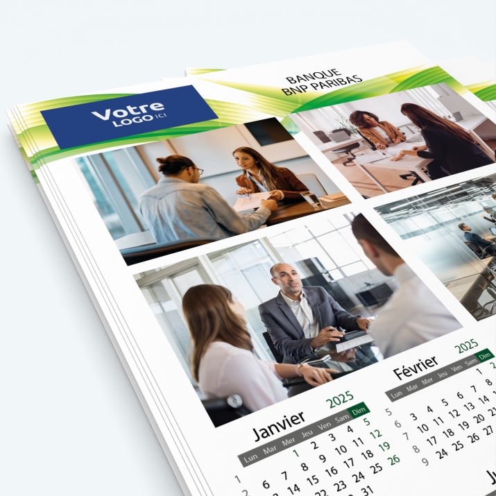 Calendrier photo une page - Nombre de photos, logos et texte illimité