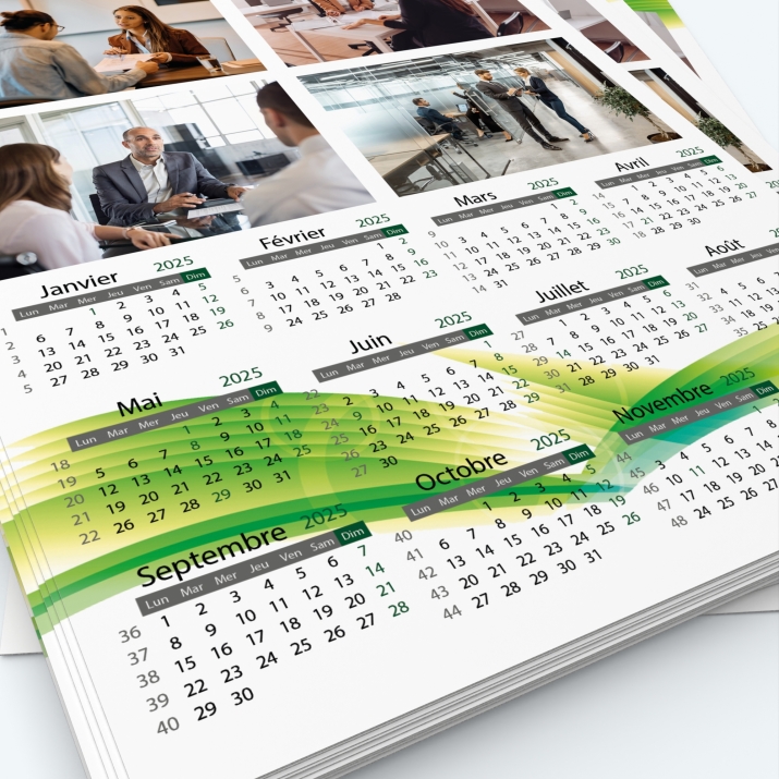 Calendrier photo une page - Grille calendaire personnalisable