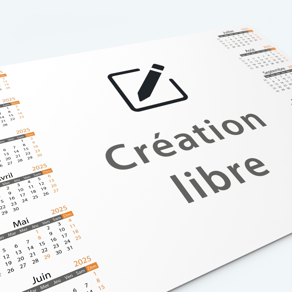 Calendrier sous main - Nombre de photos, logos et texte illimité