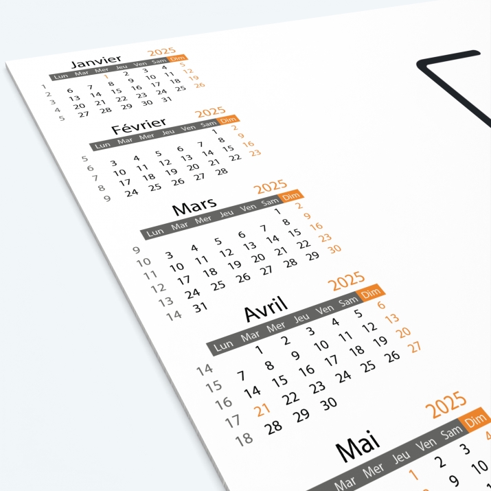 Calendrier sous main - Grille calendaire personnalisable