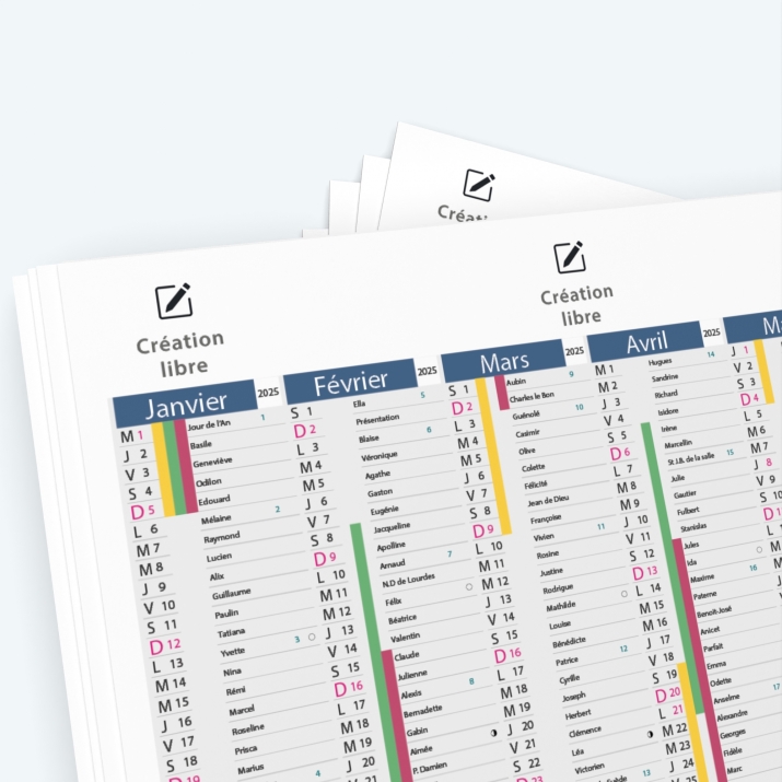 Calendrier de poche CLASSIC - Nombre de photos, logos et texte illimité