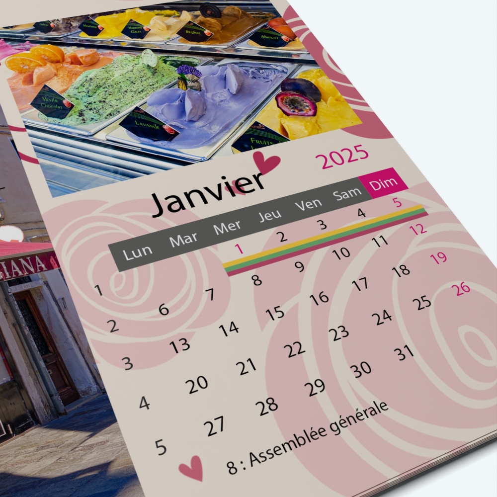 Calendrier photo "PANO" - Grille calendaire personnalisable