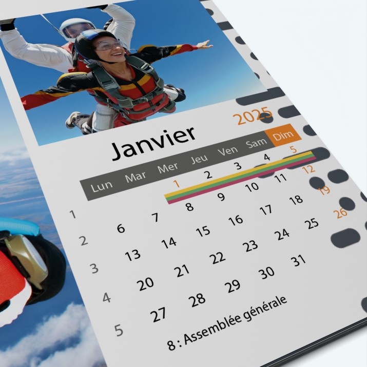 Calendrier photo "PANO" - Grille calendaire personnalisable