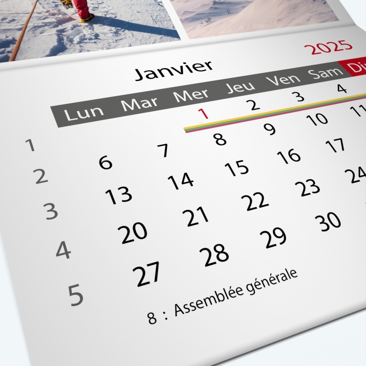 Calendrier agrafé Classic - Grille calendaire personnalisable