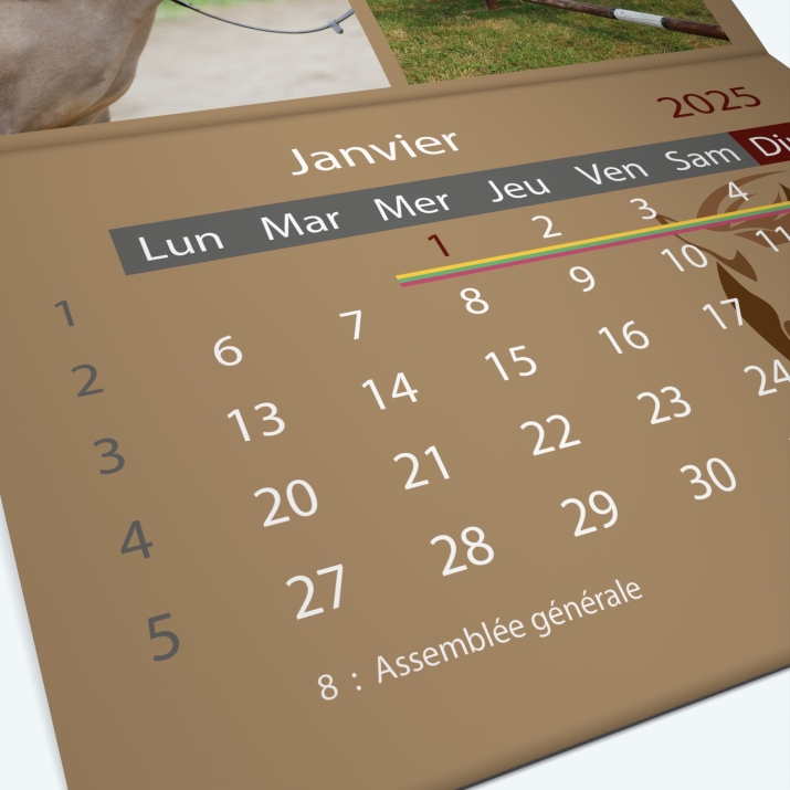 Calendrier agrafé Classic - Grille calendaire personnalisable