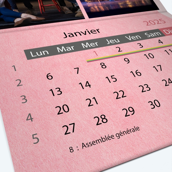 Calendrier agrafé Classic - Grille calendaire personnalisable