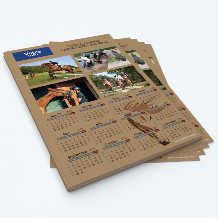 Calendrier photo une page - Minimum de commande : 25 exemplaires