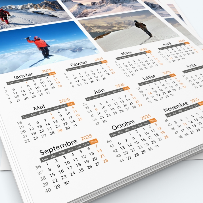 Calendrier photo une page XL - Grille calendaire personnalisable