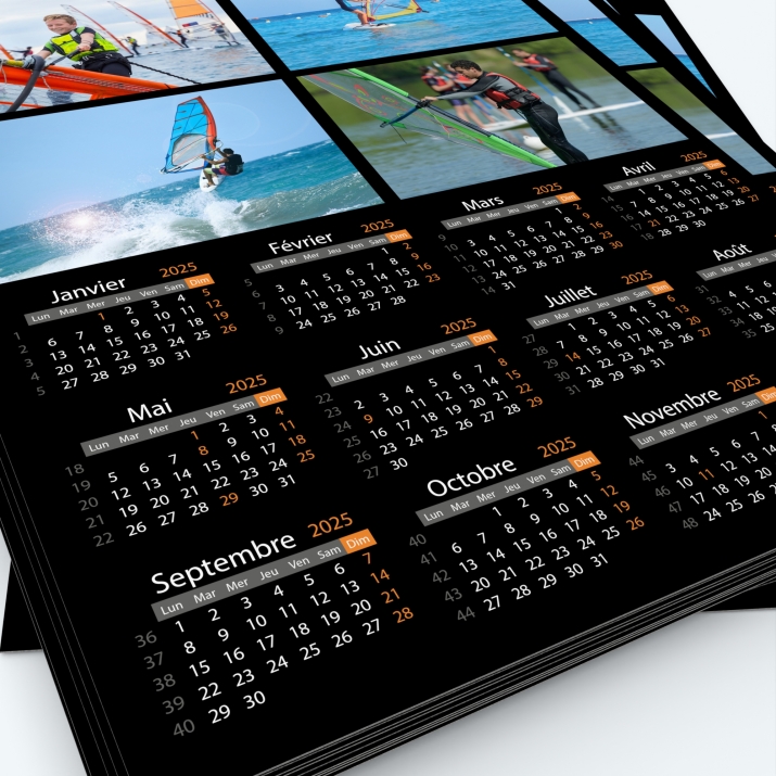 Calendrier photo une page XL - Grille calendaire personnalisable