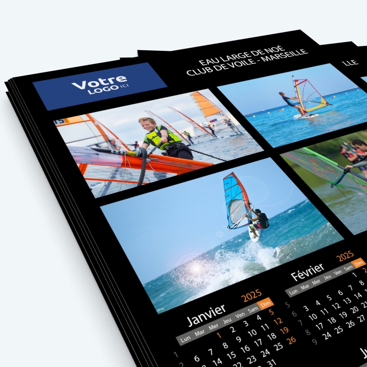 Calendrier photo une page - Nombre de photos, logos et texte illimité
