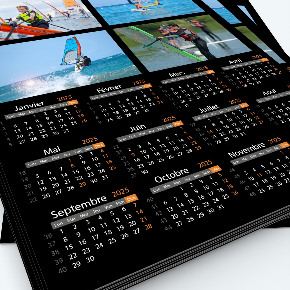 Calendrier photo une page - Grille calendaire personnalisable