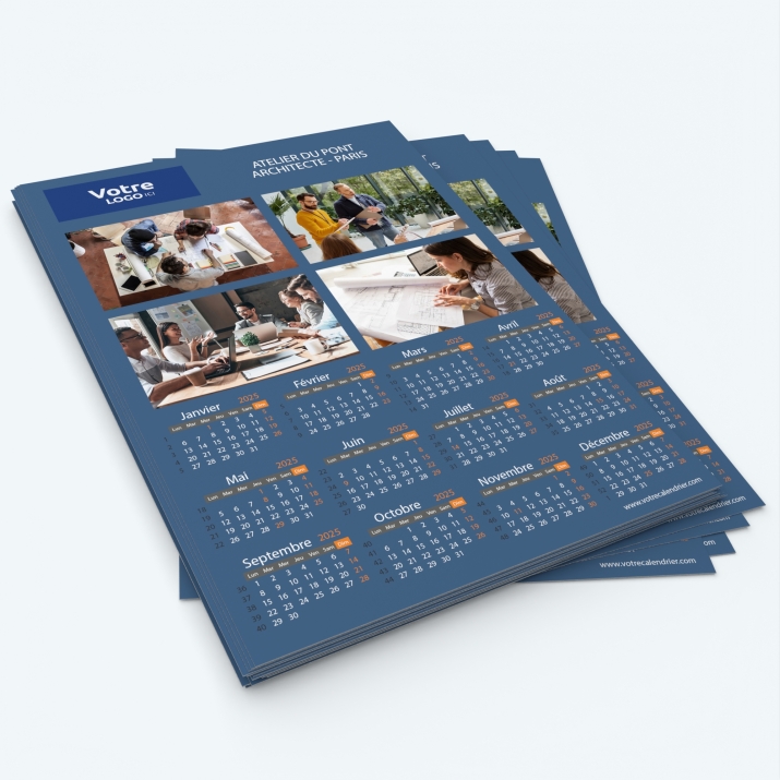 Calendrier photo une page - Minimum de commande : 25 exemplaires