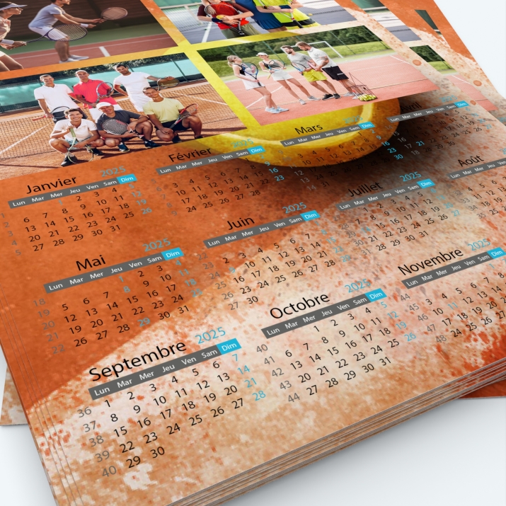 Calendrier photo une page - Grille calendaire personnalisable