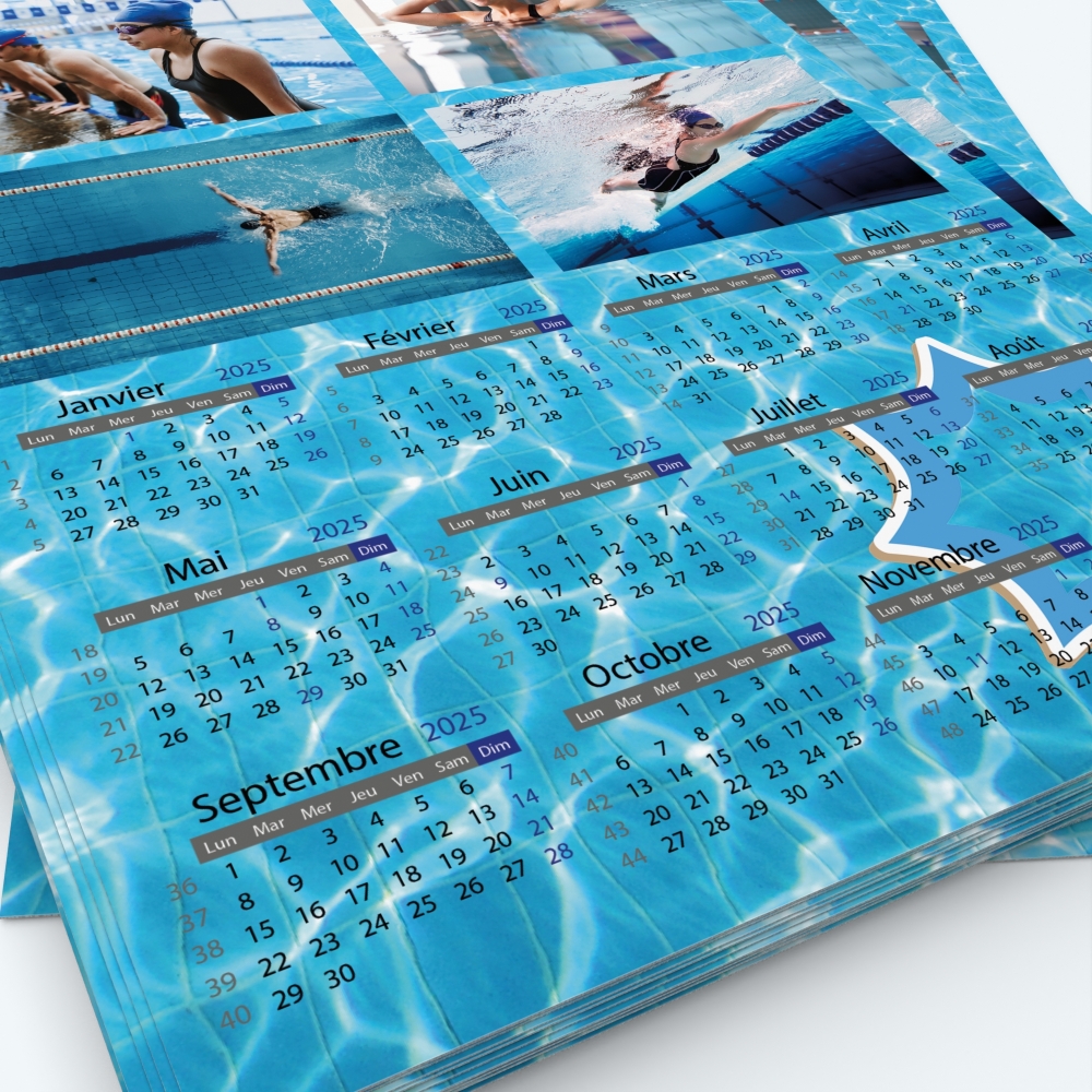 Calendrier photo une page - Grille calendaire personnalisable