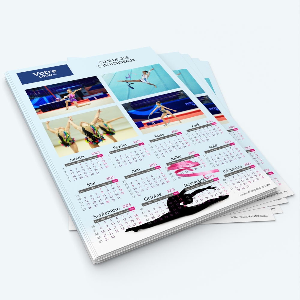 Calendrier photo une page - Minimum de commande : 25 exemplaires