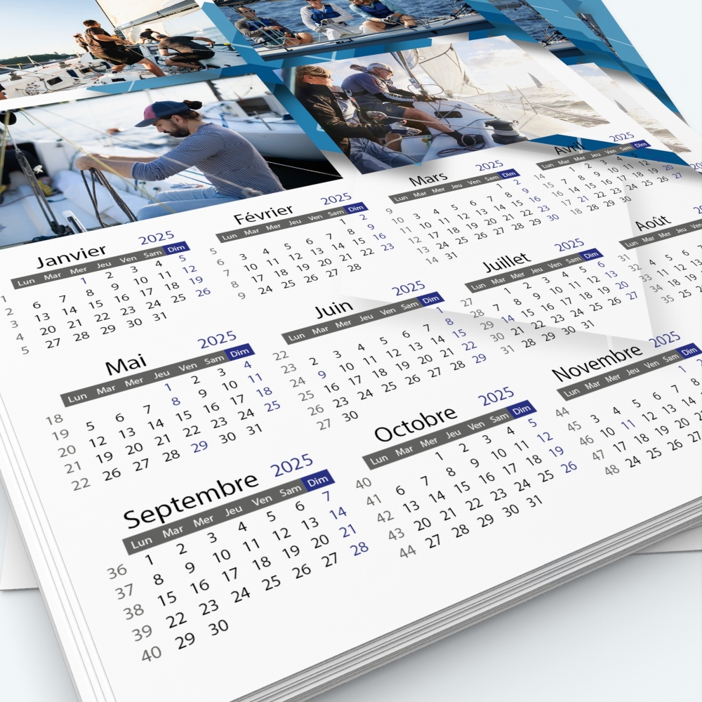 Calendrier photo une page - Grille calendaire personnalisable