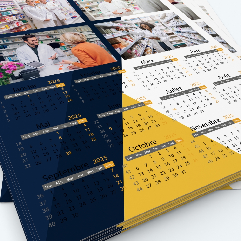 Calendrier photo une page - Grille calendaire personnalisable