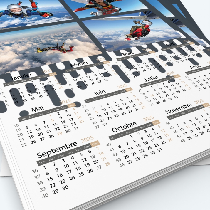 Calendrier photo une page - Grille calendaire personnalisable