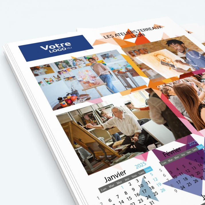 Calendrier photo une page - Nombre de photos, logos et texte illimité