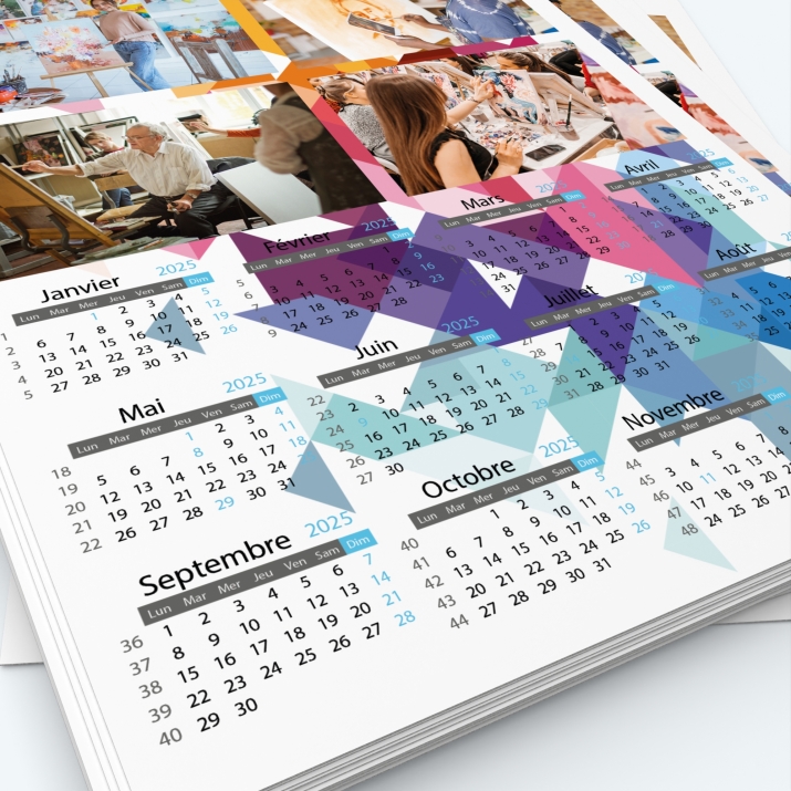 Calendrier photo une page - Grille calendaire personnalisable