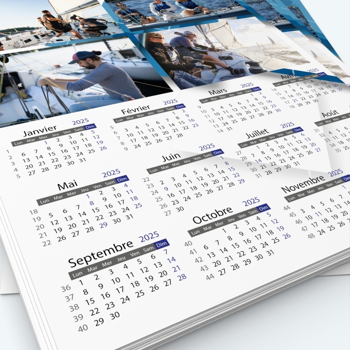 Calendrier photo une page XL - Grille calendaire personnalisable