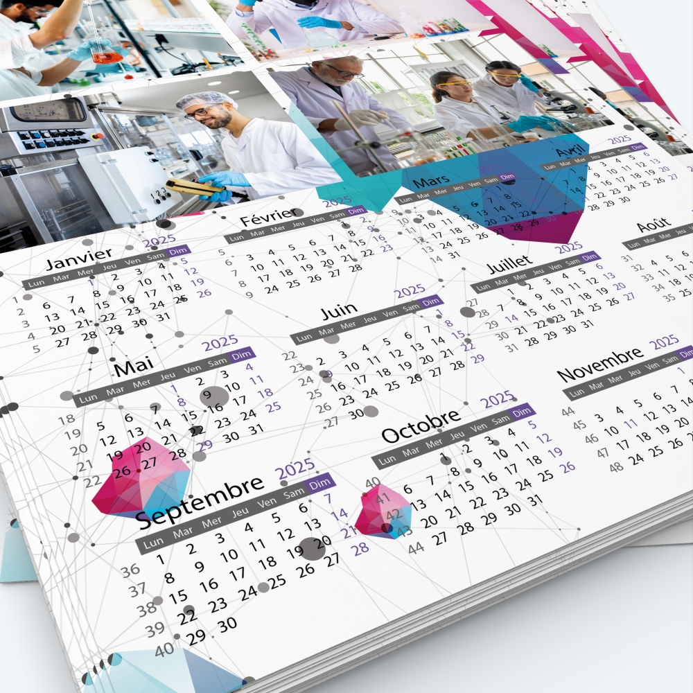 Calendrier photo une page XL - Grille calendaire personnalisable