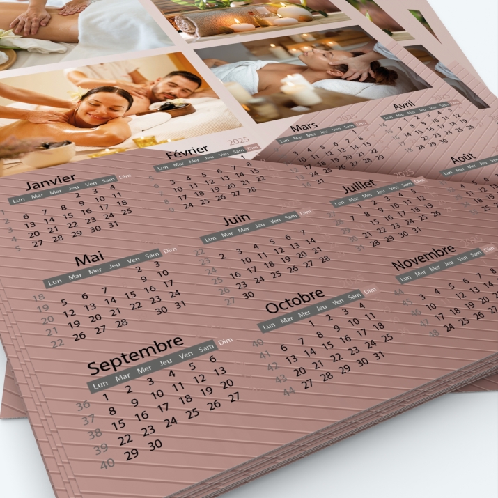 Calendrier photo une page - Grille calendaire personnalisable