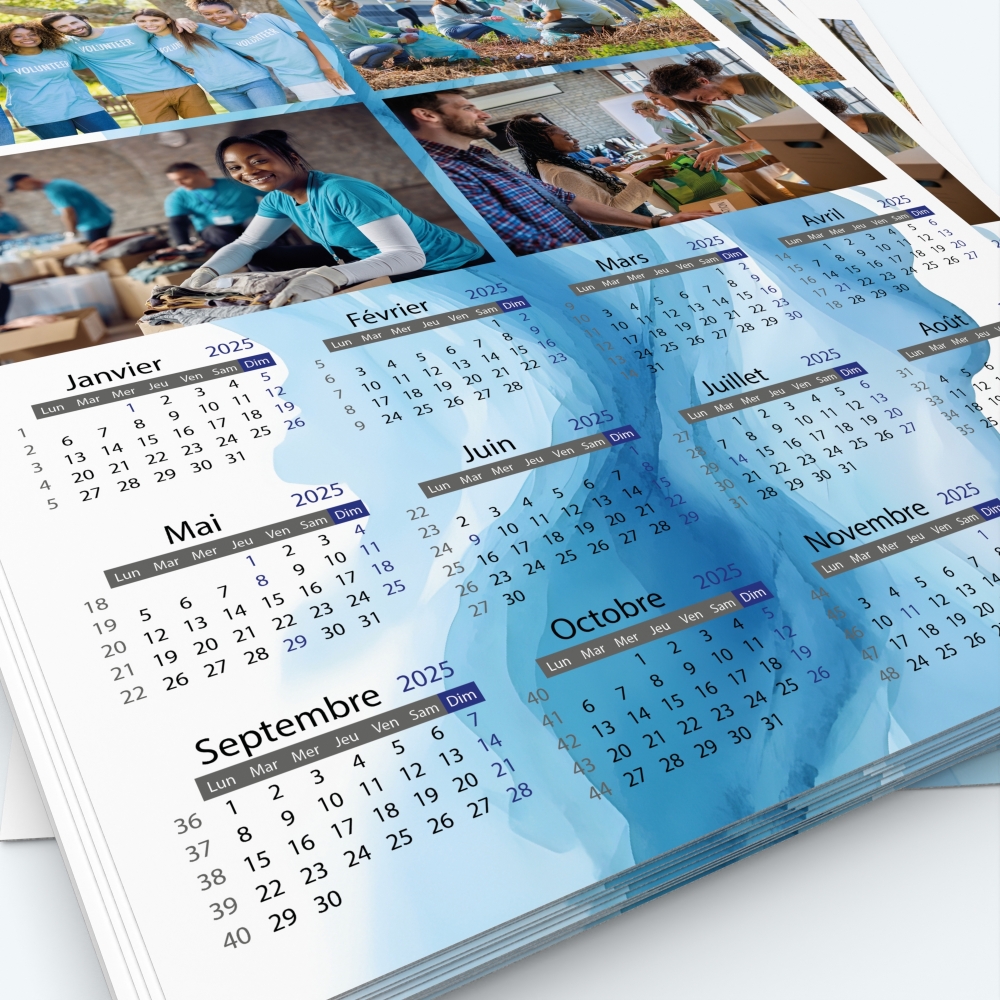 Calendrier photo une page XL - Grille calendaire personnalisable