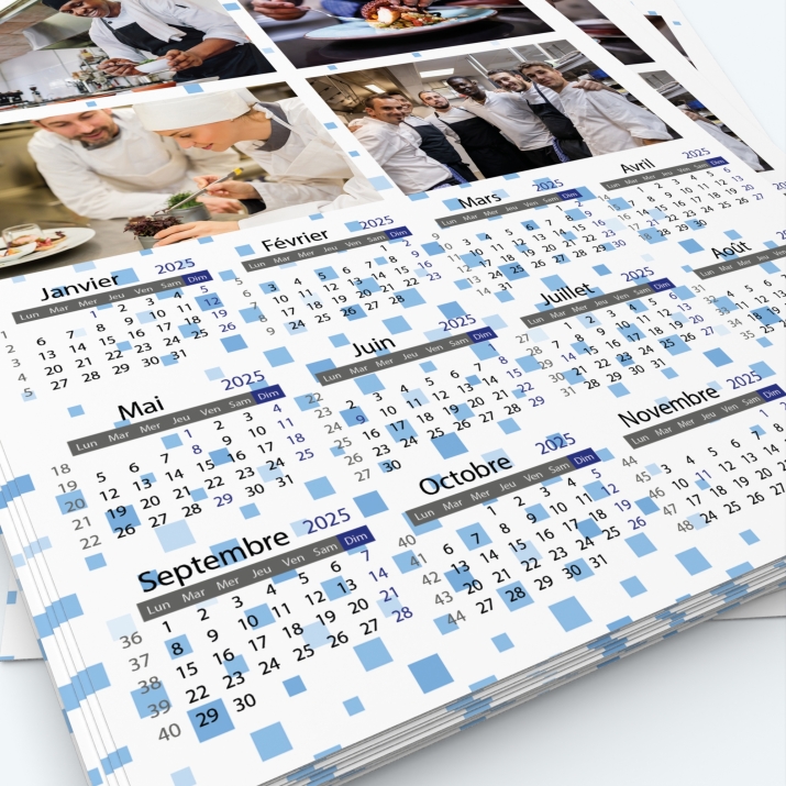 Calendrier photo une page - Grille calendaire personnalisable