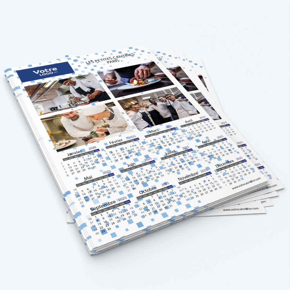 Calendrier photo une page - Minimum de commande : 25 exemplaires