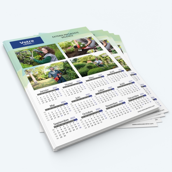 Calendrier photo une page - Minimum de commande : 25 exemplaires