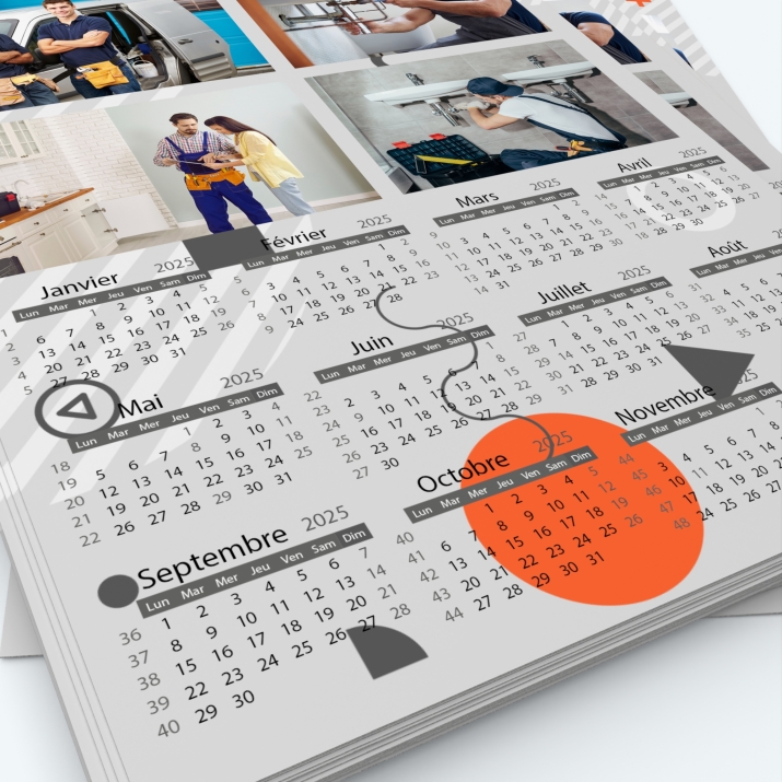 Calendrier photo une page - Grille calendaire personnalisable