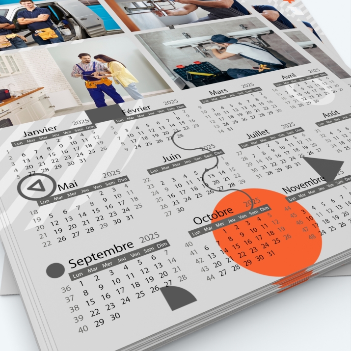 Calendrier photo une page XL - Grille calendaire personnalisable