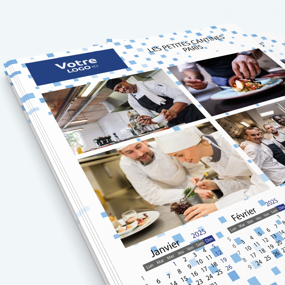 Calendrier photo une page XL - Nombre de photos, logos et texte illimité