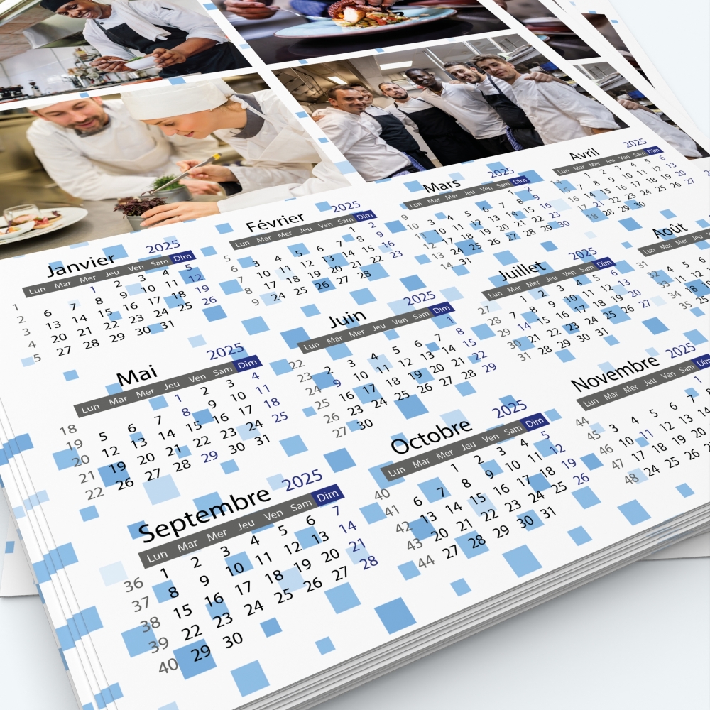 Calendrier photo une page XL - Grille calendaire personnalisable