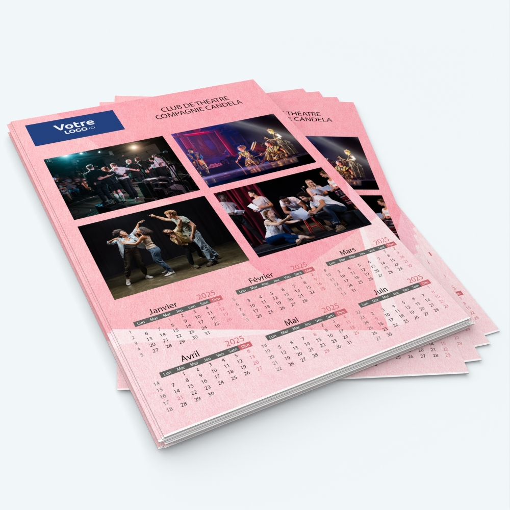 Calendrier photo deux pages - Minimum de commande : 25 exemplaires