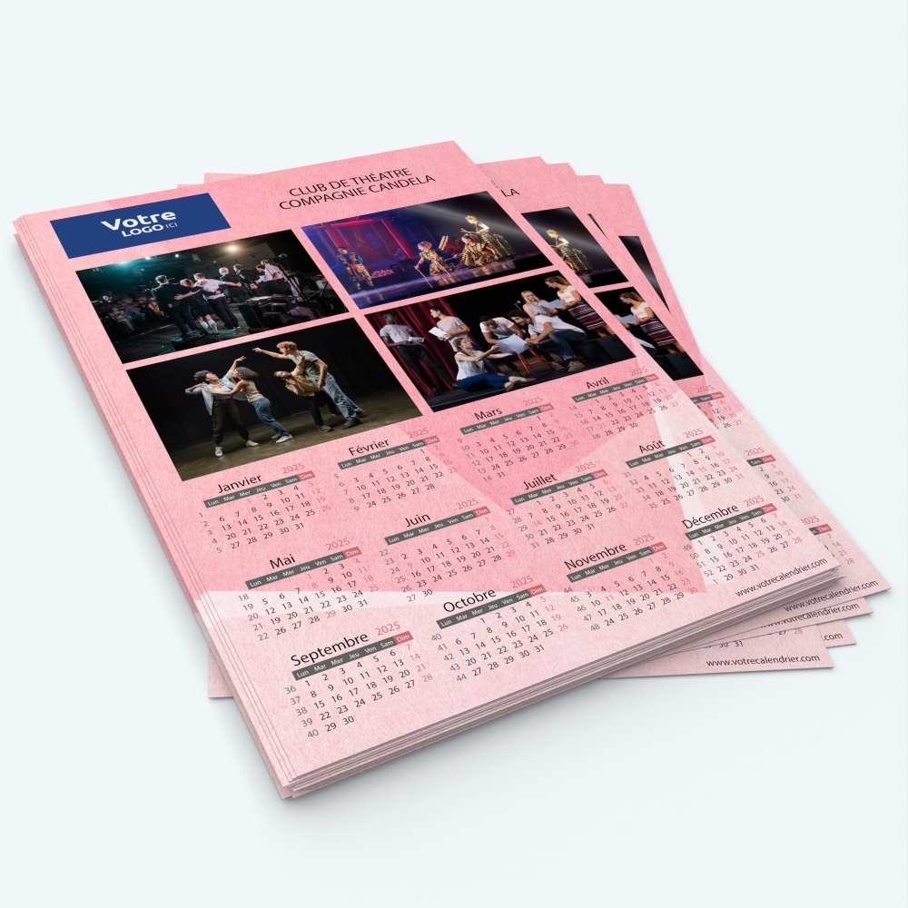 Calendrier photo une page XL - Minimum de commande : 25 exemplaires