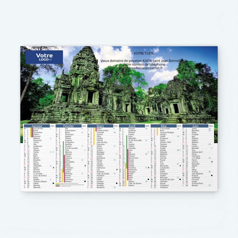 Calendrier bancaire carton Grille en Colonnes