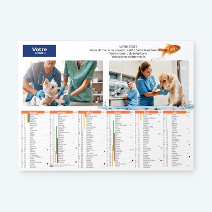 Calendrier bancaire carton Grille en Colonnes